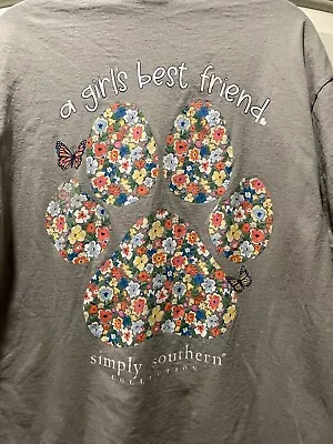 Buy Simply Southern “A Girl's Best Friend” T-Shirt - Dog Lover Women’s Large Gray • 10.55£
