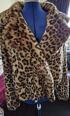 Buy Faux Fur Leopard Print JACKET UK 12 Punk Goth Indie Boho Rockabilly Animal  • 15£
