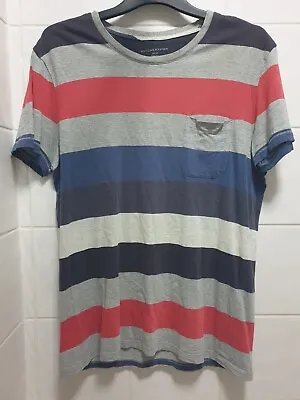 Buy Witchery Man Mens Striped T-Shirt Blue White Grey Size Large Casual Streetwear • 11.99£
