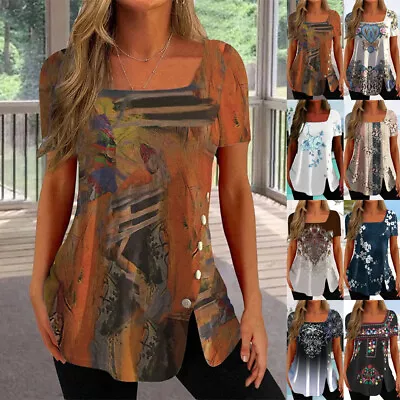 Buy Plus Size 6-24 Ladies Tops Shirts Blouse Printed Holiday Loose Tunic Tee T-Shirt • 10.79£