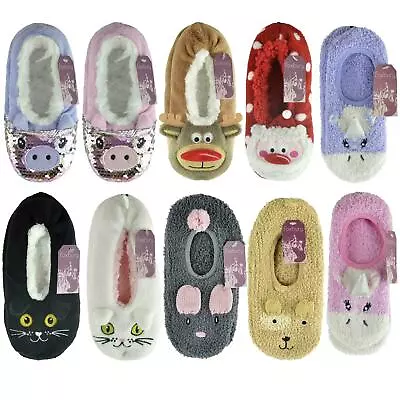Buy Womens Ladies Girls Cosy Slippers Socks Novelty Designs Footlets Sequins  3-7 • 5.99£