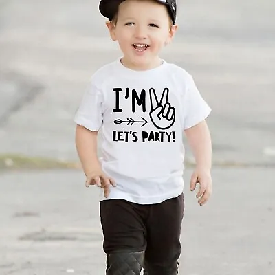Buy I Am Two Let's Party Shirt Kids 2nd Birthday Gift 2 Year Birthday T-Shirts • 8.99£