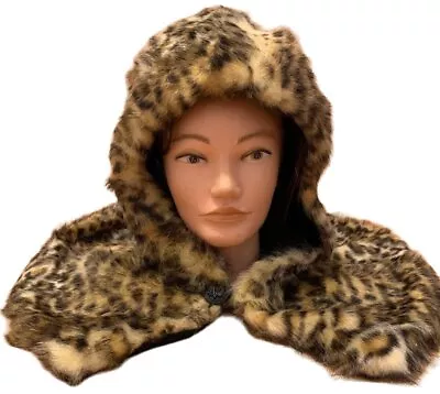 Buy Faux Fur Wedding Cape Evening Capelet Shoulder Wrap Hood Black Fleece Leopard • 10.09£