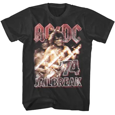 Buy ACDC Jailbreak Tour 1974 Men's T Shirt Vintage Angus Young Rock Band Album Merch • 25.46£