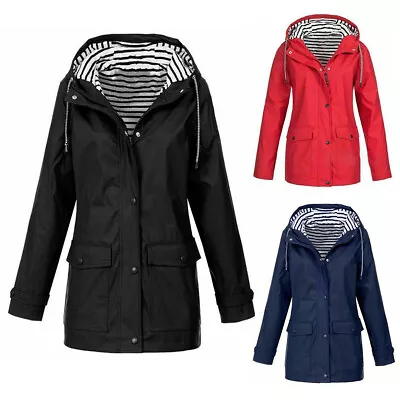 Buy Womens Waterproof Raincoat Ladies Outdoor Wind Rain Forest Jacket Coat Plus Size • 6.99£