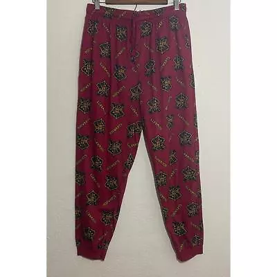 Buy Harry Potter Size Medium Red Hogwarts Print Pajamas Joggers Pants Elastic Waist • 13.25£