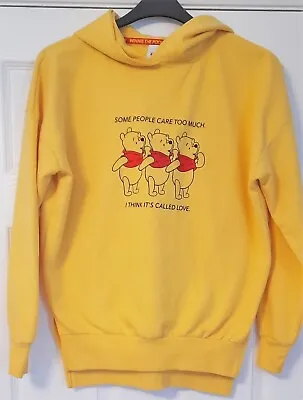 Buy Disney Winnie The Pooh Hoodie In Yellow Size XS 'Some People Care Too Much’ • 7.99£
