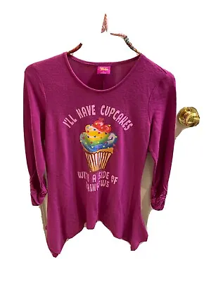 Buy Girls Large DreamWorks Long Sleeve Shirt Trolls I’ll Have Cupcakes • 5.30£