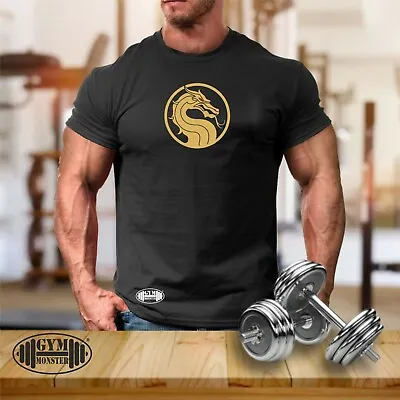 Buy Dragon T Shirt Gym Clothing Bodybuilding Training Workout Exercise MMA Men Top • 10.99£