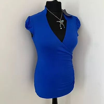 Buy Astuces UK 12 14 Royal Blue Jersey Wrap Front TShirt Top Taille 1 BNWT • 5.99£