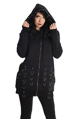 Buy Women's BANNED Apparel Black Punk Gothic Punk Studded Sparrow Hoodie • 69.99£