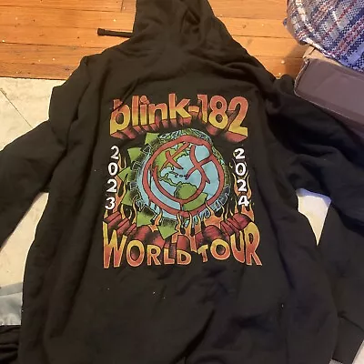 Buy 2023 Blink 182 World Tour Hoodie Large Black Concert Barker Hoppus 2024 • 142.08£