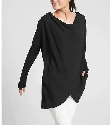 Buy ATHLETA Black Purana Wrap Hoodie Sweatshirt Small • 65.73£