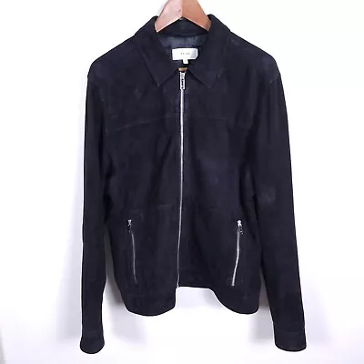 Buy REISS Goat Leather Jacket Medium M Black Soft Smart Casual Bomber 1620 • 89.99£