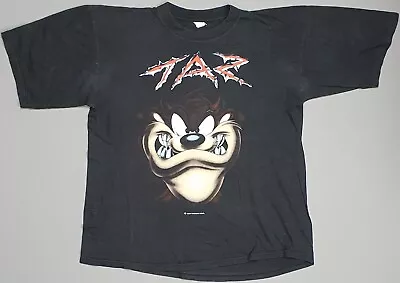 Buy Vintage Taz T Shirt Graphic Tasmanian Devil Warner Bros Mens L Black Year 1998 • 40£