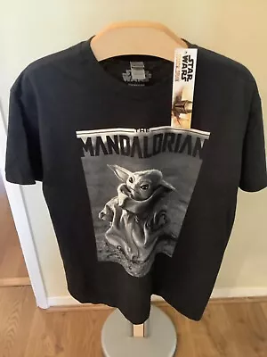 Buy BNWT - Gildan Star Wars The Mandalorian Black White Cotton T-Shirt - Size Large • 7.95£