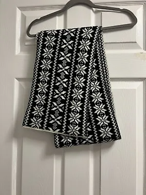 Buy Black & White Reversible Infinity Fair Isle Loop Knitted Scarf • 4.99£