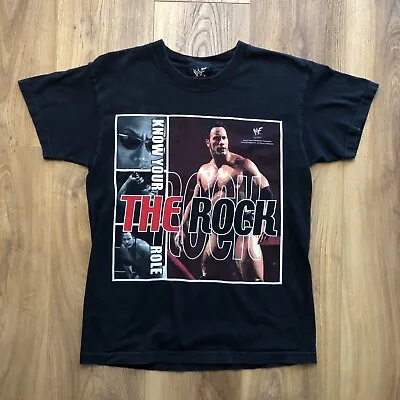 Buy Vintage WWE The Rock Know Your Role 2001 Graphic T Shirt Youth Large Mens XS • 30£