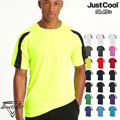 Buy Quick Dry Contrast Mens T-Shirt Cool Sport Gym Lightweight Polyester Top AWDis • 8.94£
