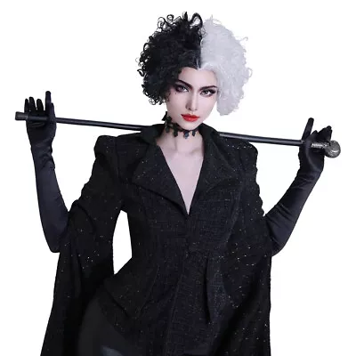 Buy Cruella Cosplay Costume Black Coat Outfits Halloween Carnival Party Suit Jacket • 59.99£