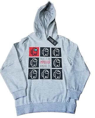Buy Boys Hoodie Top Pullover Jumper Sweatshirt Among-Us Imposter Grey Gaming Hooded • 9.99£