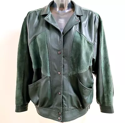 Buy Vintage Exclusive Leather London Paris Green Leather Blouson Jacket - UK 12 • 36£