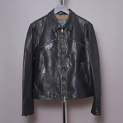 Buy ALL SAINTS VERDI Leather Jacket XXL Mens Black Biker Bomber Celebrity Moto 2XL • 259.99£