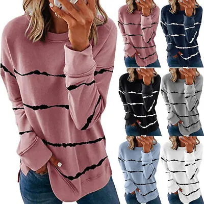 Buy Womens Casual Long Sleeve T-Shirt Blouse Ladies Tunic Loose Tops Plus Size 8- 22 • 10.99£