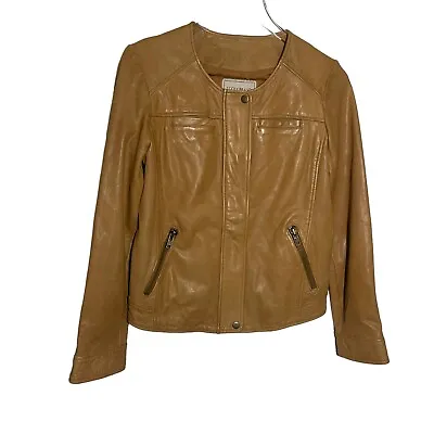 Buy Lucky Brand Leather Caramel Brown Moto Biker Jacket Rare Style Womens Size Small • 143.81£