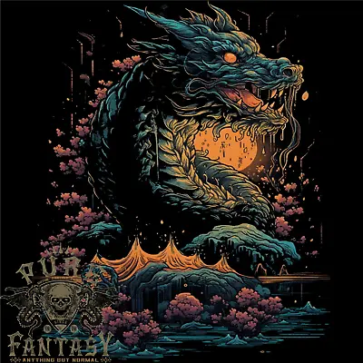 Buy A Japanese Fantasy Water Dragon Mens Cotton T-Shirt Tee Top • 10.75£