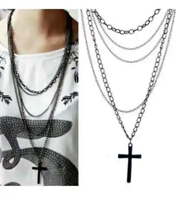 Buy Women's Multi-layer Cross Necklace Chain Retro Fashion Jewellery Pendant - New • 3.49£