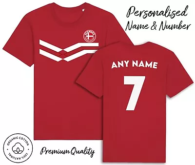 Buy Denmark Strip T-Shirt 2024 Personalised Name & No Adult Kids Baby, Football Euro • 13.99£