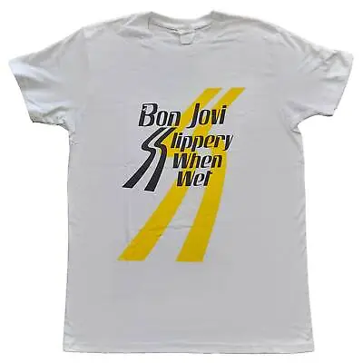Buy ** Bon Jovi Slippery When Wet White (Jon) Official Licensed T-shirt ** • 16£