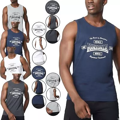 Buy Mens Lonsdale Heavyweight Jersey Vest Graphic Boxing Gym Regular Tank Top • 6.99£