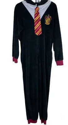Buy Harry Potter Pajamas Gryffindor Jumpsuit Small Hooded Warm Fleece Unisex • 21.23£