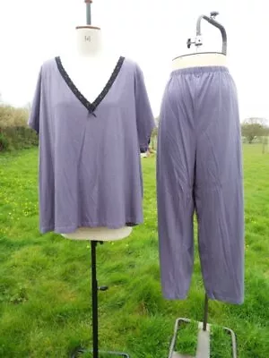 Buy Pyjamas Loungewear Stretch Cotton Top & Trousers Set EVANS ESSENCE 30 - 32 NWOT • 18.50£