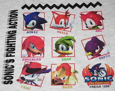 Buy 1996 Sonic The Hedgehog Fighters Japan T Shirt Retro Fang Bark Game Promo Sega • 399.99£