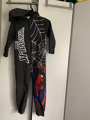 Buy Dark Grey Marvel Spiderman Zip-Up Hooded Bodysuit Age 2-3 Years • 7.50£