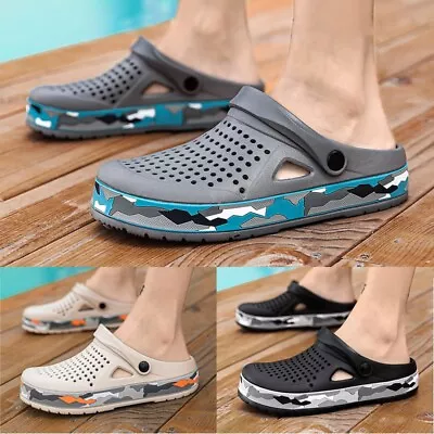 Buy Trendy Slip On Flat Beach Slippers For Men Summer Hole Sandals Comfort • 27.47£