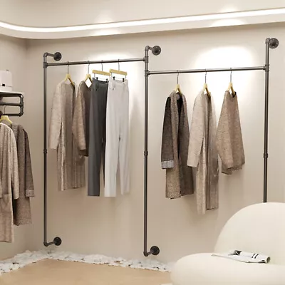 Buy Industrial Pipe Clothes Rack Double Clothes Rail Loft Residential Tidy Wardrobe • 35.92£