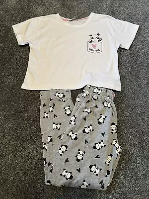 Buy New Look Girls Panda Pyjamas White/grey Size S • 6£
