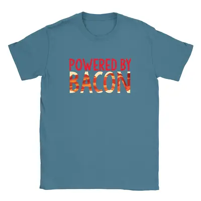 Buy Powered By Bacon Mens T-Shirt Funny Gift For Dad Husband Meat Lover Food • 9.49£