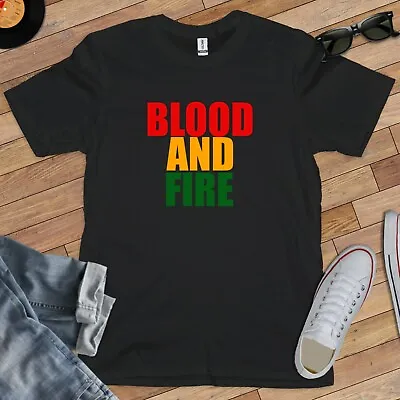 Buy BLOOD AND FIRE - T-SHIRT (Reggae Dub Roots Niney DJ Tubby Perry Trojan Carnival) • 14.99£