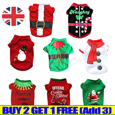 Buy Pet Christmas Clothes Puppy Dog Jumper Small Yorkie Cat T-shirt Outfit Xmas Gift • 4.65£
