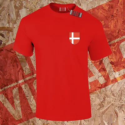 Buy Denmark Supporters T-Shirt Crest Badge Flag World Cup Football 2022 Unisex • 9.95£