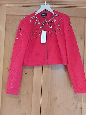 Buy Karen Millen. UK 16. Crystal Embellished Quilted Woven Jacket. Brand New £245.00 • 59.99£