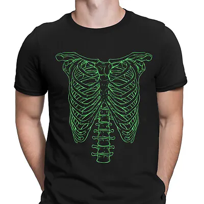 Buy Green Skeleton Ribcage Spinal Tap Horror Scary Retro Vintage Mens T-Shirts #6JG • 9.99£