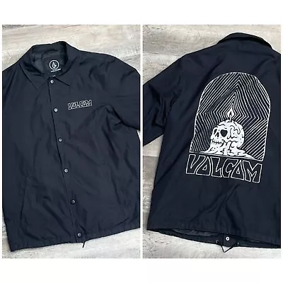 Buy Volcom Coach Jacket - Amazing Skull Print On Back - Size M- Water Resistant SK8 • 20£