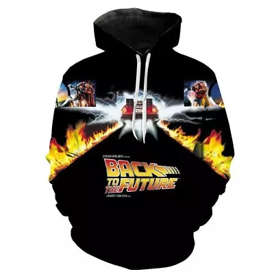 Buy Back To The Future 3D Unisex Men Women Hoodie Sweatshirt Hood Jumper Pullover • 26.99£