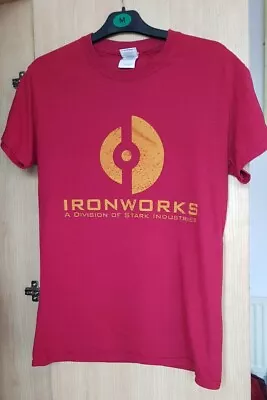 Buy Marvel T Shirt Iron Works Iron Man Stark Industries T Shirt Red Retro Size M • 8.99£